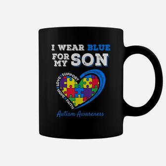 I Wear Blue For My Son Autism Awareness Mom Dad Parents Coffee Mug | Crazezy DE