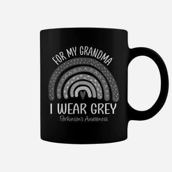 I Wear Gray For My Grandma Parkinsons Awareness Rainbow Coffee Mug | Crazezy