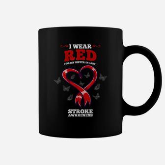 I Wear Red For My Sister In Law Stroke Awareness Coffee Mug | Crazezy DE