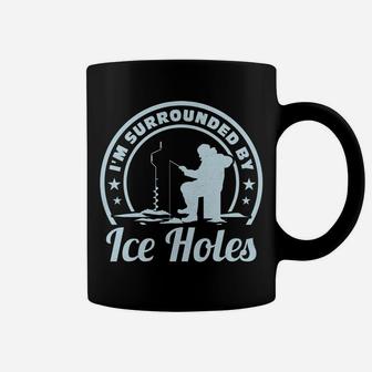Ice Fishing Surrounded By Ice Holes Catching Fish In Winter Coffee Mug | Crazezy