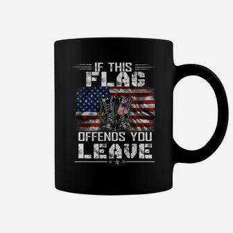 If This Flag Offends You Leave - Proud Usa Veteran Coffee Mug | Crazezy