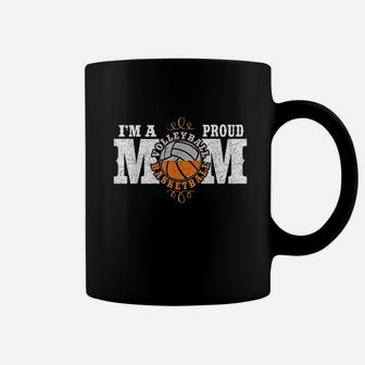 Im A Proud Basketball Volleyball Mom Combined Sports Coffee Mug | Crazezy