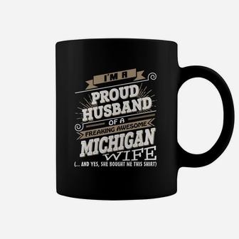 I'm A Proud Husband Of A Michigan Wife Coffee Mug - Thegiftio UK