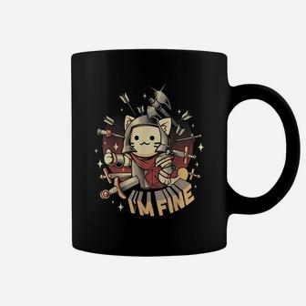 I'm Fine Everything Is Fine Funny Cat Coffee Mug | Crazezy