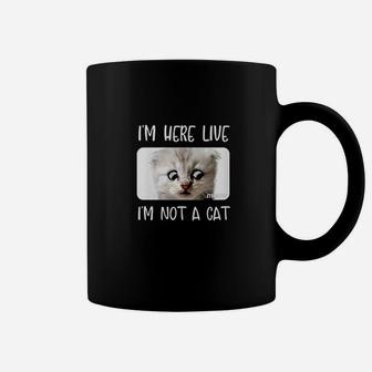 Im Here Live Im Not A Cat Zoom Call Meme Humor Funny Gift Coffee Mug | Crazezy DE