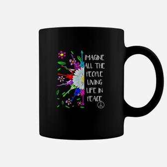 Imagine Peace Groovy Hippie Colorful 70S Folk Rock Music Coffee Mug | Crazezy