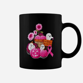 In October We Wear Pink Pumpkin, Ghost And Flower Coffee Mug | Crazezy UK