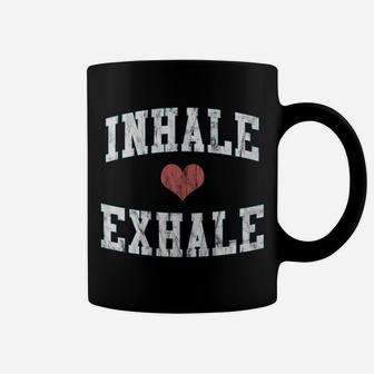 Inhale Exhale With A Heart And Distressed Vintage Look Coffee Mug | Crazezy AU