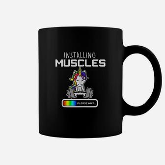 Installing Muscles Unicorn Loading Funny Lifting Coffee Mug | Crazezy CA