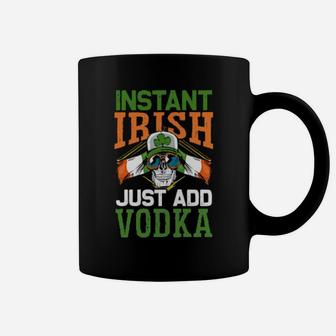 Instant Irish Just Add Vodka Vintage Ireland Flag Skull Coffee Mug - Monsterry
