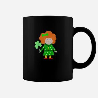 Irish Girl Holding A Shamrock For St Patricks Day Coffee Mug - Monsterry