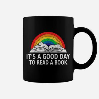 It's A Good Day To Read A Book Reading Lovers Retro Rainbow Coffee Mug | Crazezy CA