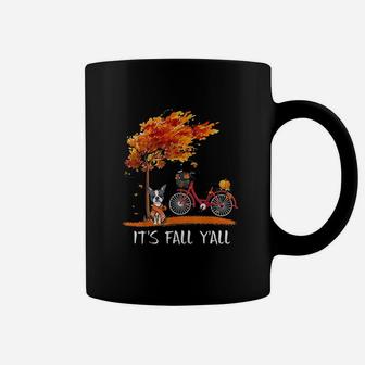 Its Fall Yall Boston Terrier Bike Pumpkin Spice Autumn Coffee Mug