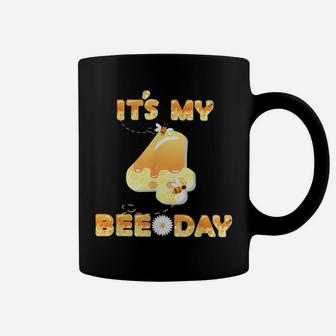 It's My 4Th Bee Day - 4 Years Old Birthday Party Girl Coffee Mug | Crazezy