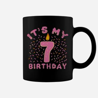 It's My 7Th Birthday Shirt Girls 7 Years Old Donut Lover Coffee Mug | Crazezy DE