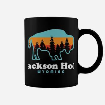 Jackson Hole Wyoming Bison Mountains Retro Coffee Mug | Crazezy