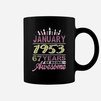 January 1953 67 Years 67Th Birthday Gifts Birthday Candle Coffee Mug | Crazezy DE