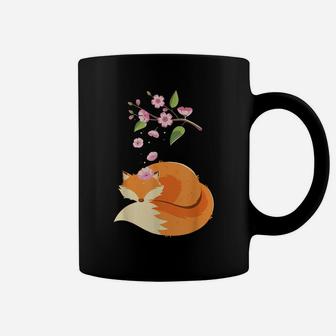 Japanese Cherry Blossom Flower I Vintage Fox Coffee Mug | Crazezy DE