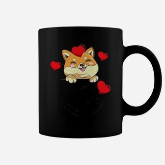 Japanese Dog Shiba Inu Pocket And Heart Valentines Day Gift Coffee Mug - Monsterry AU