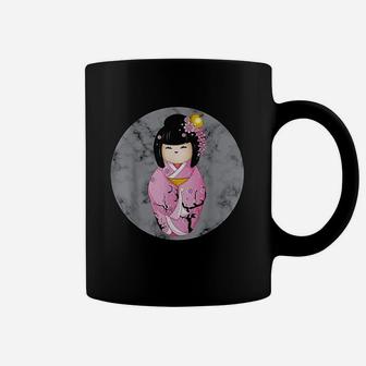 Japans Doll Or Geisha In Kimono Of Sakura Cherry Blossom Coffee Mug | Crazezy
