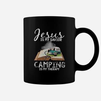 Jesus Is My Savior Camping Is My Therapy Coffee Mug - Monsterry AU