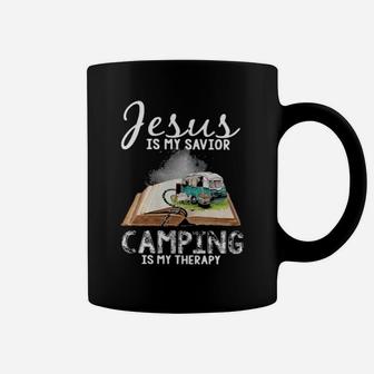 Jesus Is My Savior Camping Is My Therapy Coffee Mug - Monsterry