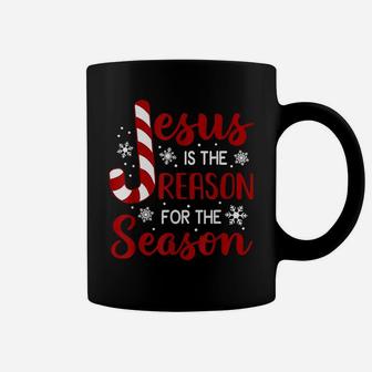 Jesus Is The Reason For The Season Christian Candy Cane Xmas Coffee Mug | Crazezy
