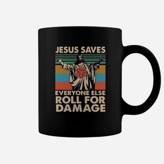 Jesus Saves Roll For Damage Coffee Mug - Monsterry
