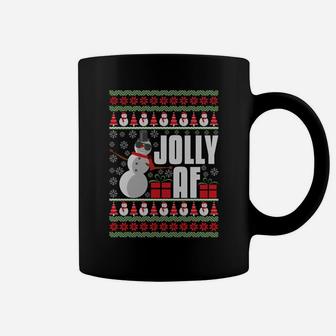 Jolly Af Ugly Christmas Funny Holiday Xmas Snowman Gag Gift Coffee Mug | Crazezy
