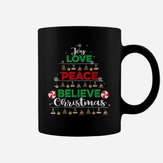 Joy Love Peace Believe Christmas Boys Kids Girls Xmas Tree Coffee Mug | Crazezy