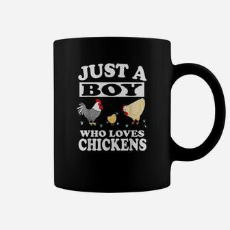 Just A Boy Who Loves Chickens Farm Chicken Gift Coffee Mug | Crazezy