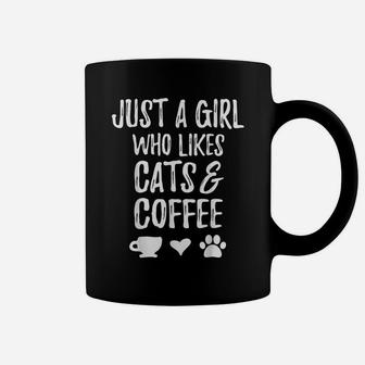 Just A Girl Who Likes Cats And Coffee Cute Cat Lovers Gift Coffee Mug | Crazezy DE
