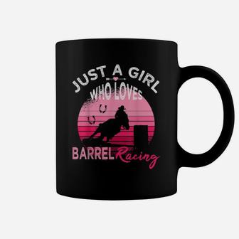 Just A Girl Who Loves Barrel Racing Horse Rodeo Cowgirl Pink Coffee Mug - Monsterry