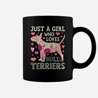 Just A Girl Who Loves Bull Terriers Dog Silhouette Flower Coffee Mug | Crazezy