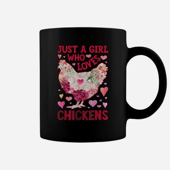 Just A Girl Who Loves Chickens Chicken Silhouette Flower Coffee Mug | Crazezy DE