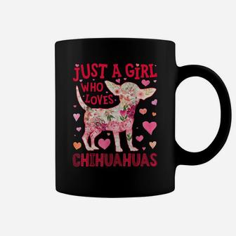 Just A Girl Who Loves Chihuahuas Dog Silhouette Flower Gifts Coffee Mug | Crazezy AU