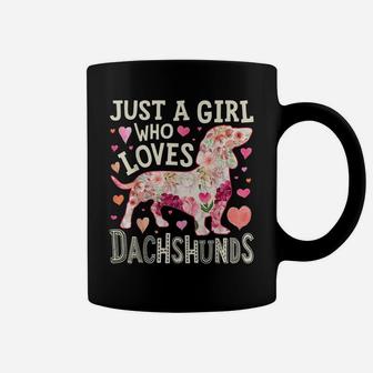 Just A Girl Who Loves Dachshunds Dog Silhouette Flower Gifts Coffee Mug | Crazezy AU