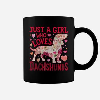 Just A Girl Who Loves Dachshunds Dog Silhouette Flower Gifts Coffee Mug | Crazezy CA