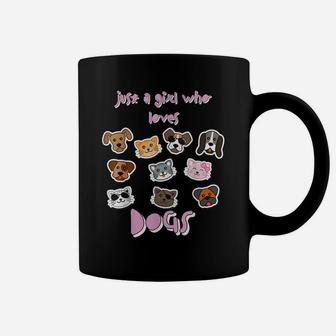 Just A Girl Who Loves Dogs Cute Tee Shirt With Dog Stickers Coffee Mug | Crazezy