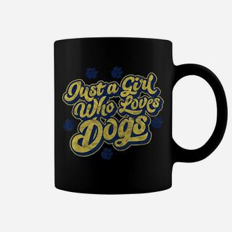 Just A Girl Who Loves Dogs Retro Typography Pet Graphic Coffee Mug | Crazezy