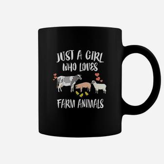 Just A Girl Who Loves Farm Animals Pig Chicken Cow Coffee Mug | Crazezy AU