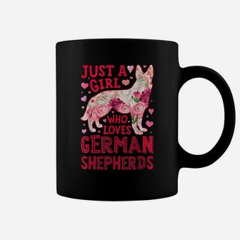 Just A Girl Who Loves German Shepherds Dog Silhouette Flower Coffee Mug | Crazezy AU
