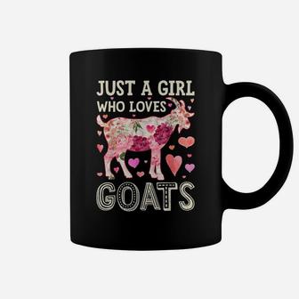 Just A Girl Who Loves Goats Funny Goat Silhouette Flower Coffee Mug | Crazezy DE
