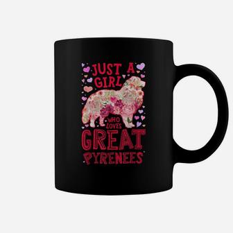 Just A Girl Who Loves Great Pyrenees Dog Flower Floral Gifts Coffee Mug | Crazezy CA