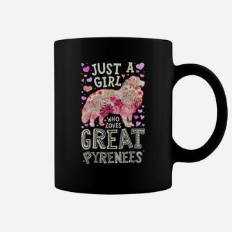 Just A Girl Who Loves Great Pyrenees Dog Flower Floral Gifts Coffee Mug | Crazezy AU