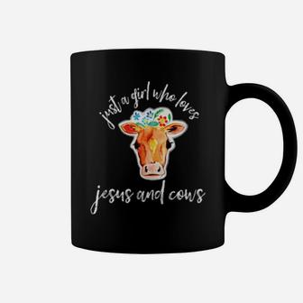Just A Girl Who Loves Jesus And Cows Farmer Christian Coffee Mug - Monsterry CA