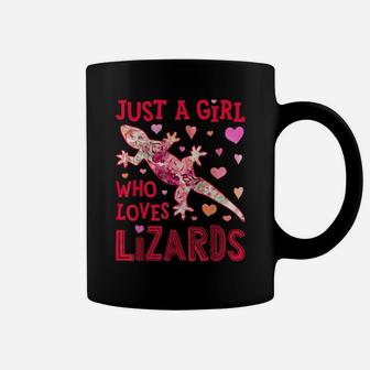 Just A Girl Who Loves Lizards Lizard Flower Gift Gecko Lover Coffee Mug | Crazezy DE