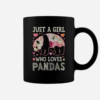 Just A Girl Who Loves Pandas Funny Panda Silhouette Flower Coffee Mug | Crazezy