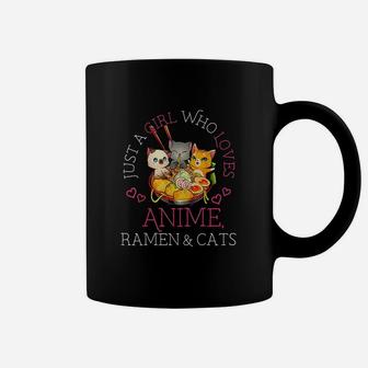 Just A Girl Who Loves Ramen And Cats Gift Manga Girls Coffee Mug - Thegiftio