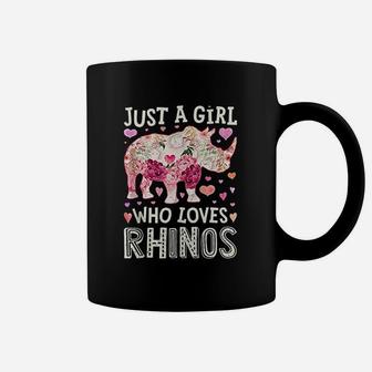 Just A Girl Who Loves Rhinos Funny Rhino Women Flower Floral Coffee Mug | Crazezy